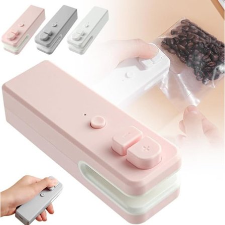 2 i 1 Poseforsegler med Skærefunktion, 2024 Opgraderet Varmeforsegler til Poser, Bærbar Vakuumforsegler til Mad (Pink) Pink