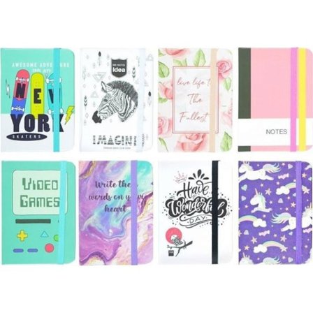 Anteckningsblock - loggbok Mfp papper Häftat papper MFP med gummiband A7 80k mix5 linjer 7501373