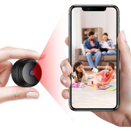 WiFi Kamera 1080P Mini Kamera Utomhus WiFi Övervakning Trådlös 150° Vidvinkel Mini Trådlös Kamera med Mörkerseende Rörelsedetektering Realtidsvisning