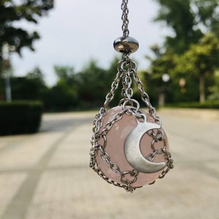 Crystal Holder Cage Necklace Crystal Net Metal Halsband SILVER