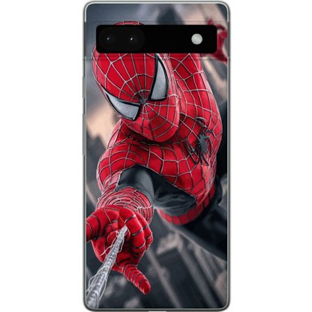 Kompatibelt Mobilskal till Google Google Pixel 6a Dynamisk Spider-Man-illustration i actionperspektiv, superhjältetema med rörelseekonomi och känsl