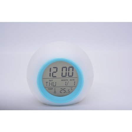 Blåt digitalt vækkeur til børn, LED med vække-lys, snooze