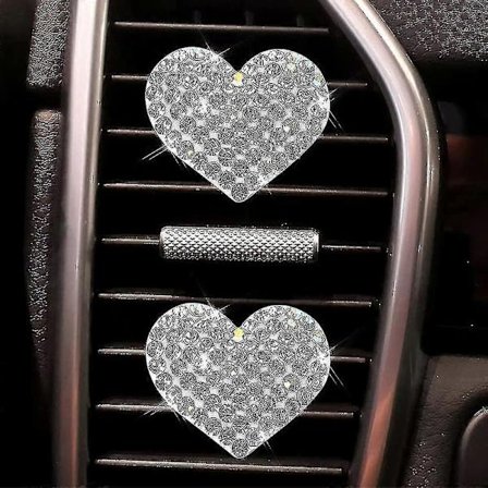 2-pack Bil Luftventil Clip Charms, Kristall Bil Diffuser Ventil Clip, Rhinestone Oljediffuser Ventil Clip
