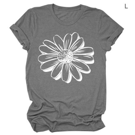 Dam T- Printed Casual Blus Kortärmad Topp,