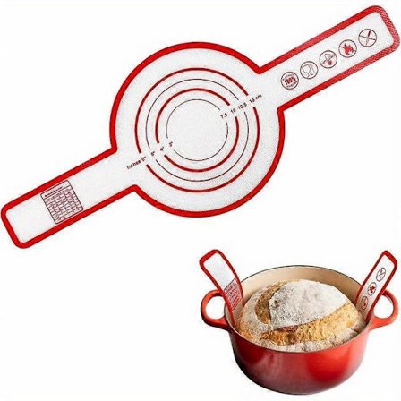 Silikon Bakematte for Støpejernsgryte, Silikon Brødløfter med Lange Håndtak Gjenbrukbart Baketilbehør for Surdeigsbrød