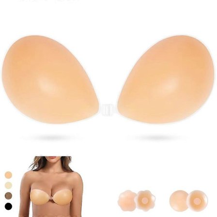 Självhäftande axelbandslös BH, osynlig push-up BH med lim