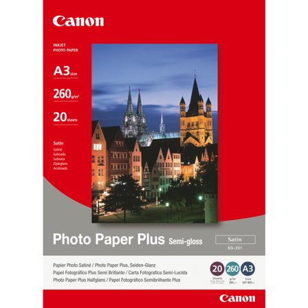 Canon Photo Paper Plus SG-201 - fotopapir - halvblank - 20 ark - A3 - 260 g/m²