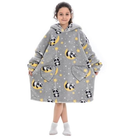 Barn Oversized Hoodie Hjem Myk Varm Flanell Søt Tegneserie Trykk Lang Ermet Genser Nattøy Fri Størrelse