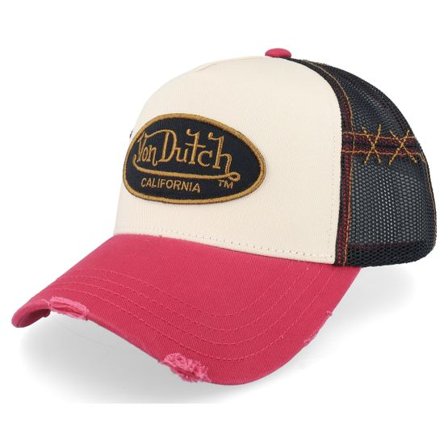 Von Dutch - Vit trucker Keps - Oval Patch Black/White/Red A-Frame Trucker @ Hatstore