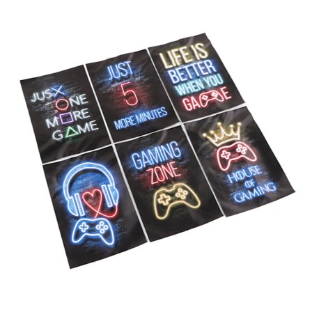 6 stk Neon Gaming-plakater 20x30 cm Fargerike spillrom Canvas veggdekor for gutteværelse