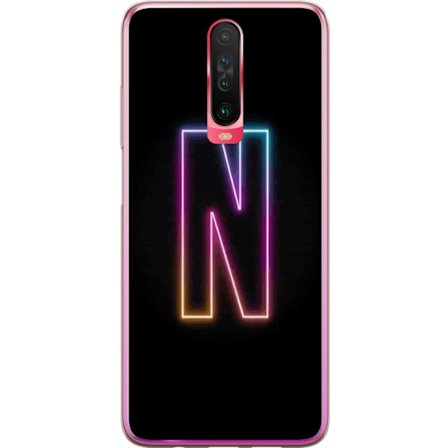 Kompatibel Mobilcover til Xiaomi Xiaomi Redmi K30 Minimalistisk neonbogstav N i farveskiftende lys mod sort baggrund