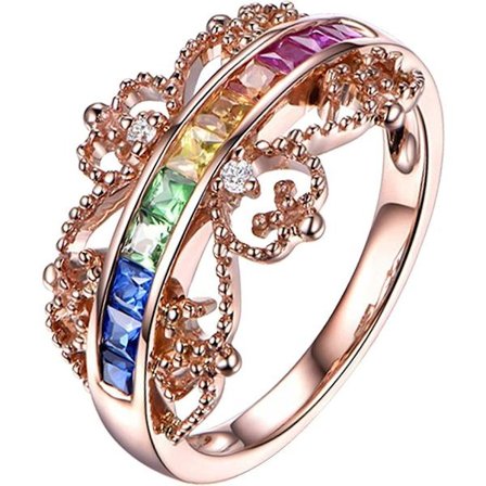 Rustfritt stål drage ring krone sett zirkon rosegull ring for kvinner mote smykker populære tilbehør for kone rigger (rose gull, 9)