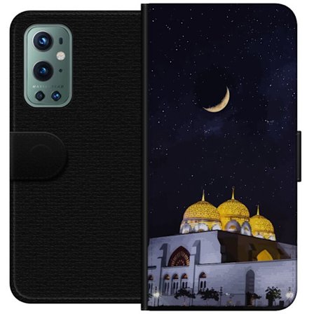 Yhteensopiva Lompakkokotelo OnePlus 9 Pro Tähtikirkas yö kultaisine kupoleineen ja puolikuun yllä valaistun moskeijan yllä
