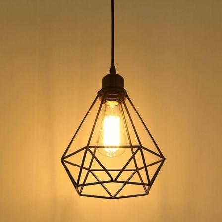 Industriell hängande lampa Retro Kronljus Kök Taklampa Vintage Svart Lampa Bur Takbelysning Metallskärm för Restaurang Vardagsrum Sovrum