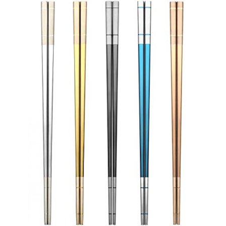 Uudelleenkäytettävät syömäpuikot, ensiluokkaiset 18/8 ruostumattomasta teräksestä valmistetut syömäpuikot metalliset syömäpuikot titaanipinnoitteella,