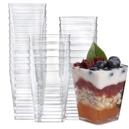 50 stk Dessertkopper Kvadrat Dessertkopper Sett Gjenbrukbare Plast Dessertkopper For Dessert Med Pudding Mousse Iskrem