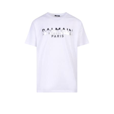 Balmain, T-Shirt Xh 0Eg 010Bb 59 Wit, Heren, Maat:M,Katoen