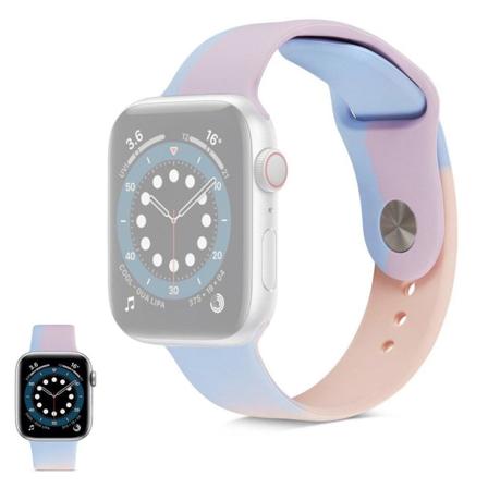Apple Watch 40mm kontrastivärinen silikonikellon hihna - Vaaleansininen / Pinkki / Koko: L Multicolor
