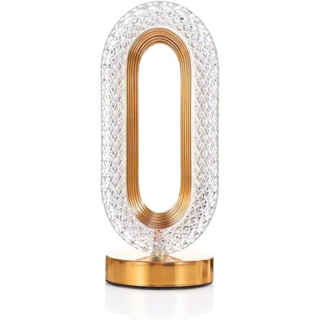 Sladdlös Kristallampa, LED-bordslampa med Touch Sensor-kontroll, 3 Färger Steglöst Dimbar Batteridriven Lampa (Guld)