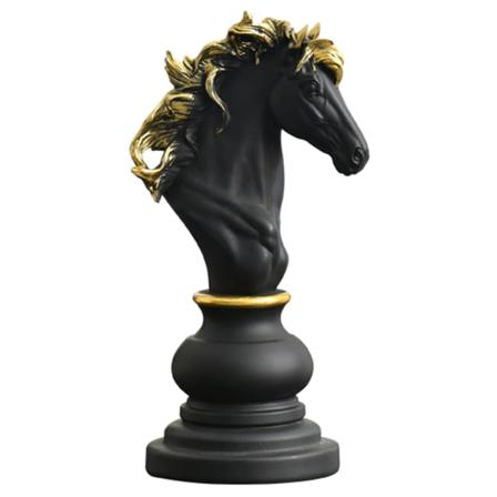 Schack Kung Drottning Riddarstaty Skulptur Prydnad Samlarfigur Hantverksinredning för hem Husdekorationer Black War Horse