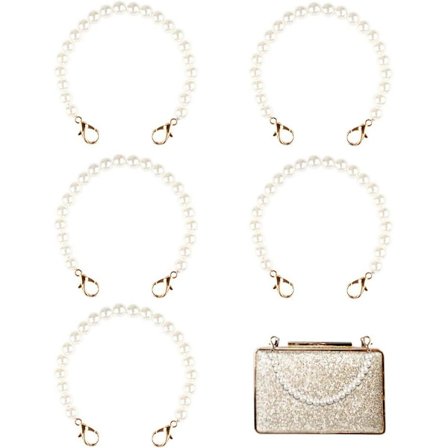 Handväskkedja, 5 st ersättningsväska kedja rund imitation pärla 25 cm ersättningsväska kedja handväska kedja för flicka kvinnor handväska kedja DIY