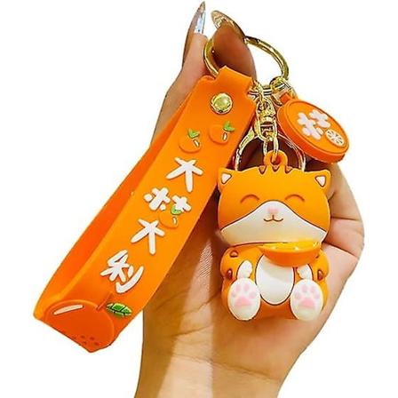 Sød Heldig Ginger Kat Orange Kitty Nøglering Nøglering Nøglekæde Nøgle Ring - Orange - Spisende Kat