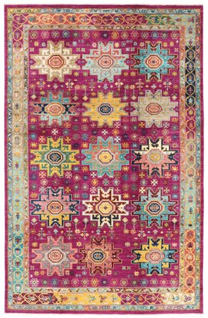 Noué À La Main Shabargan Tapis 208X315 De Laine Rouge Foncé/Marron