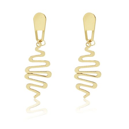 Långa Unika Örhängen i Guld Färg med Snirkliga Hängen