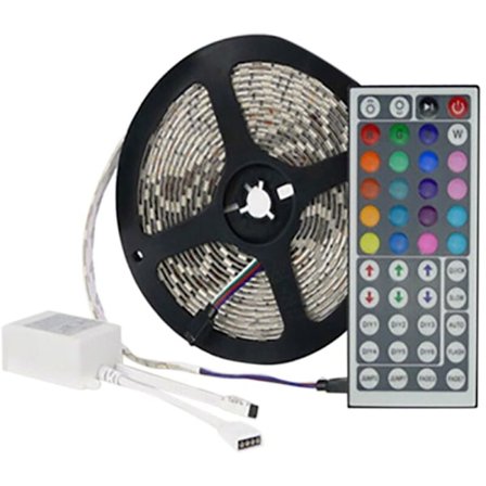 5 meter strimmel lys sæt 3528RGB + 44 knapper fjernbetjening vandtæt led strimmel plade tilfældig farve