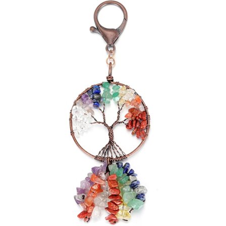 Krystall Nøkkelring Helbredende Krystall Livets Tre Hummer Klips Nøkkelring Ornament til Nøkkelveske Dekorasjon (Farget)