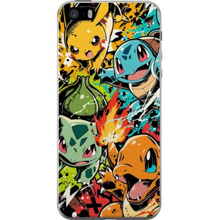 Kompatibelt Mobildeksel til Apple iPhone 5s Bulbasaur, Charmander og Squirtle i fargerik graffiti-inspirert actiondesign