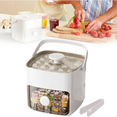 Isterningebakke med låg, isterningebakke til fremstilling af 48 isterninger, isterningebakke, isterningeform til fryser, isterningemaskine, let at 