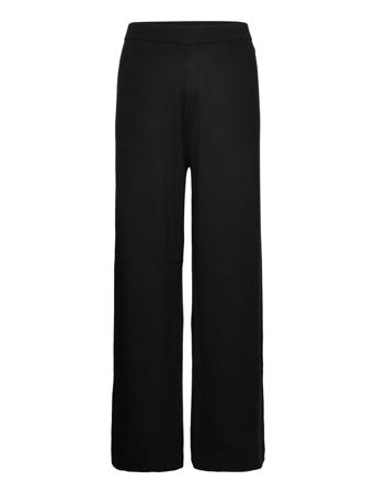 Rib Wide Leg Pant Inclusive Byxa Med Raka Ben Svart Calvin Klein