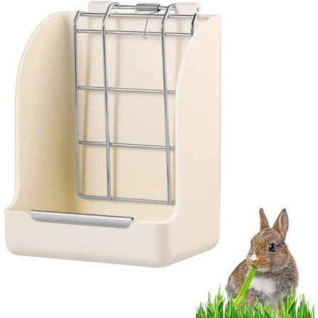 Høyfôrer, stasjonær matbeholder bolle fjærfôrer halmramme halm kurv kanin kjæledyr marsvin bur avlstilbehør, hvit