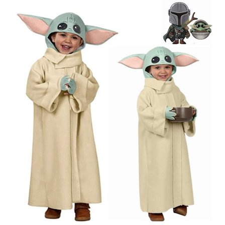 Hot Star Cosplay Wars The Mandalorian Baby Yoda Cosplay kostym kappa med hatt gul