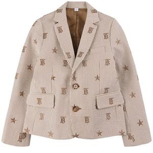 Kids - Burberry Beige Striped Embroidered Jacket 12 Years - Coats and jackets - 12 years - Grey - Junge