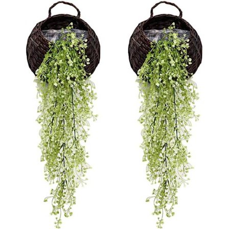 Keinotekoiset roikkuvat viiniköynnökset, 2 kappaleen pakkaus keinotekoisia muratteja, tekokukat, viherkasvit kodin puutarhan seinäkoristeluun, vihreä