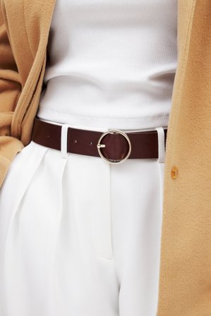 NA-KD - Belte i skinn med rund spenne - Belter - Brun - L / XL