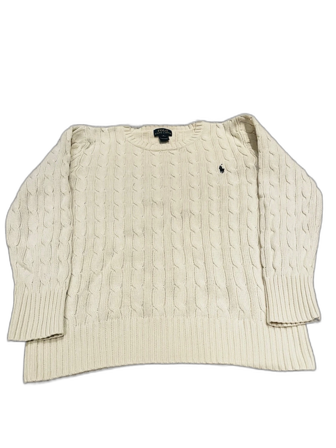 Vit kabelstickad tröja Polo Ralph Lauren