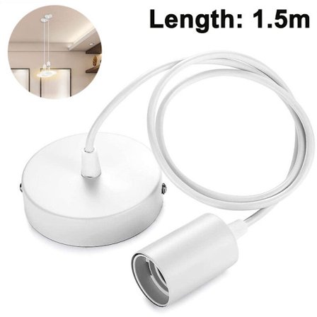 Metall Pendellampa, E27 Lamphållare med Kabel, Sladdhängande, Pendellampsladd, Idealisk för Takbelysning, 1,5 m, Vit?