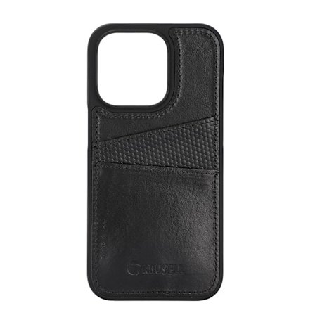 Premium iPhone 14 Pro Leather Card Cover / Black - SWEDISH DESIGN - REAL LEATHER