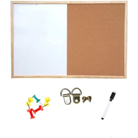 Kombination af whiteboard og kork opslagstavle