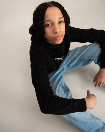 Jack & Jones JORVESTERBRO SWEAT HOOD NOOS JNR Svart Genser Gutt - Kids Brand Store