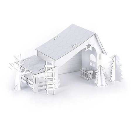 Färdigskuren julkrubba i kartong för att bygga själv 29 x 19 x 14 cm