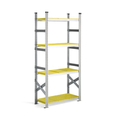 Regalsystem TRANSFORM, Grundmodul, 1972 x 900 x 400 mm, Kunststoff gelb