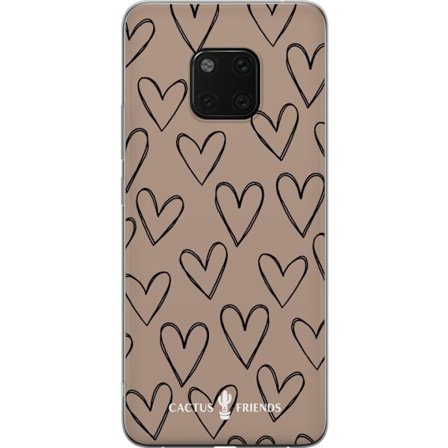 Kompatibel Mobilcover til Huawei Huawei Mate 20 Pro Cactus and Friends - Earthy Sketch Hearts