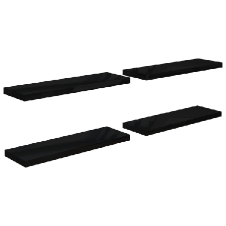 Vidaxl Svävande Vägghyllor 4 St Svart Högglans 80x23,5x3,8 Cm Md Svart
