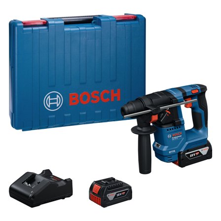 Bosch GBH 18V-18 Borhammer med 2 x 4 Ah batterier og lader, Maskiner