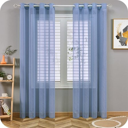 2 stk. ensfargede gardiner (blå-140*183cm)