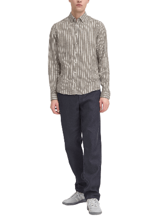 Casual Friday CFDALLAS LS BD striped 100% linen s Shirt Skjortor Herr Vit